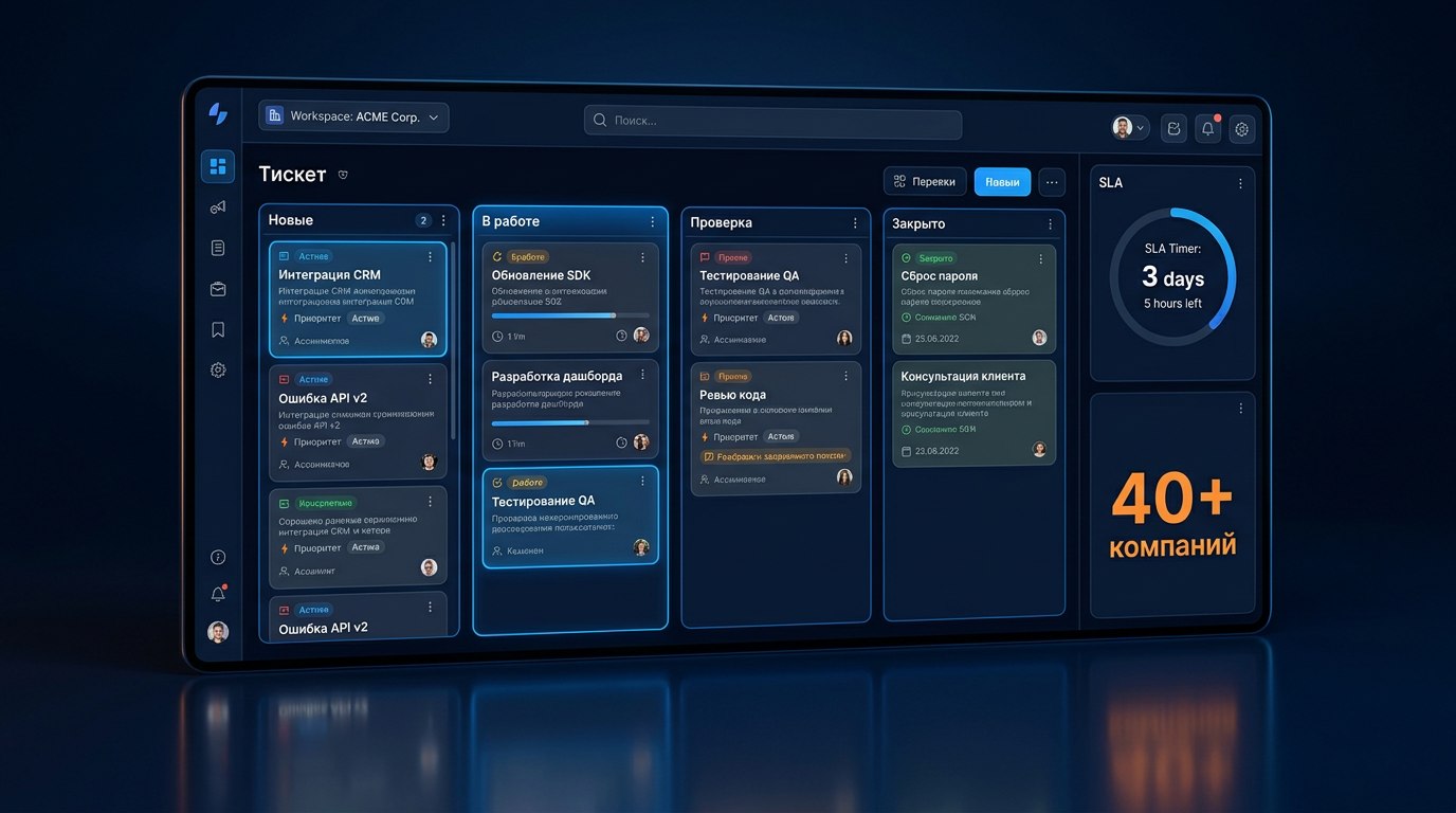 Интерфейс SaaS-платформы учёта заявок